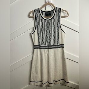 rag & bone Black and Cream Patterned Midi Dress